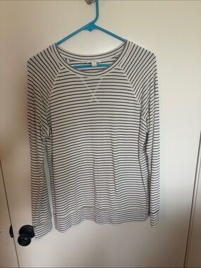 Daily Ritual Striped Long Sleeve Tee - White & Black